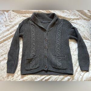 Brandy Melville Charcoal Cable Knit Button-up Cardigan